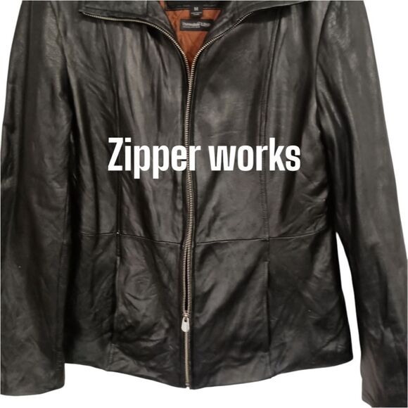 Y2K Wilsons Womens Leather Jacket S Black Fitted Thinsulate Quilt Lined Zip Up - Picture 8 of 16